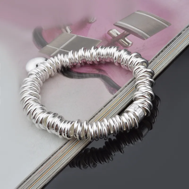 Livraison gratuite avec numéro de suivi Top vente 925 Bracelet en argent Dense anneau Bracelet bijoux en argent 10 piècespas cher 1806