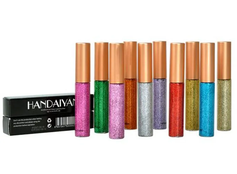 Hot 10 Cores Branco Ouro Glitter Delineador Sombra Fácil de Usar À Prova D 'Água Líquido Delineador Maquiagem shinny shimmer Eye Liner