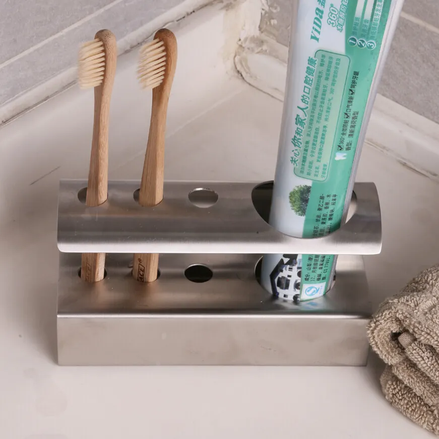 Word Toothbrush Rack Bathroom Toothbrush Holder Stainless Steel Toothpaste Organizer Rack ...