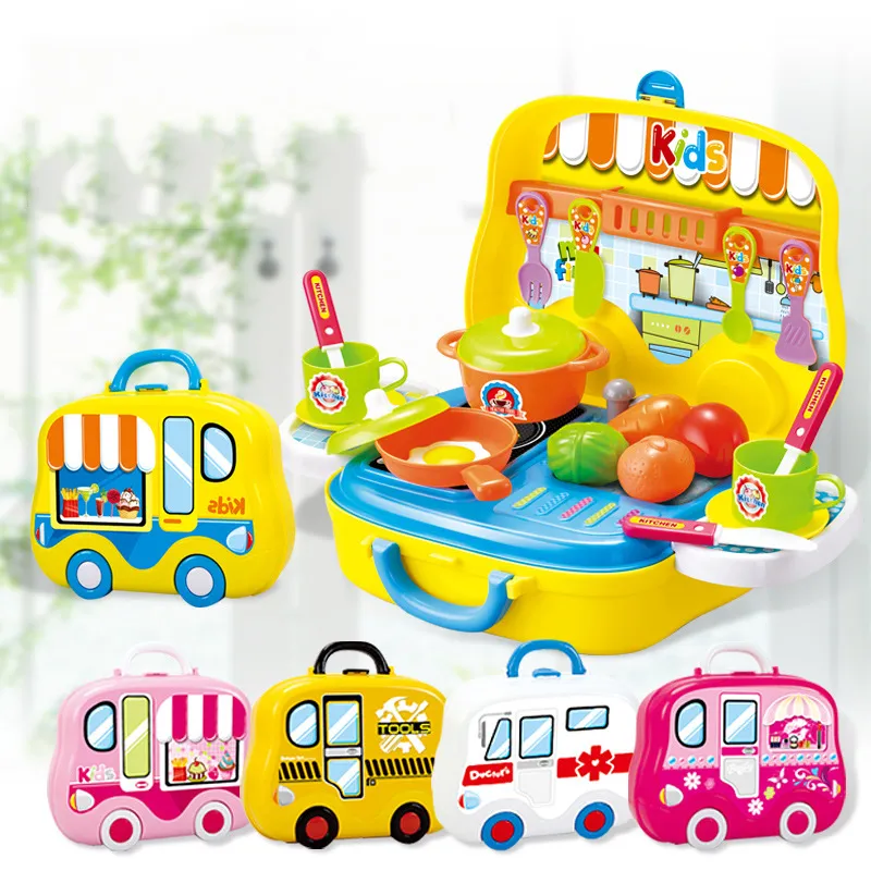 Wholesale- Mini Children Cooking Pretend Play Suitcase Cooking Utensils Kitchen Toys Cosmetic Doctor Set Tool Toys For Boys Girl Gift BM042