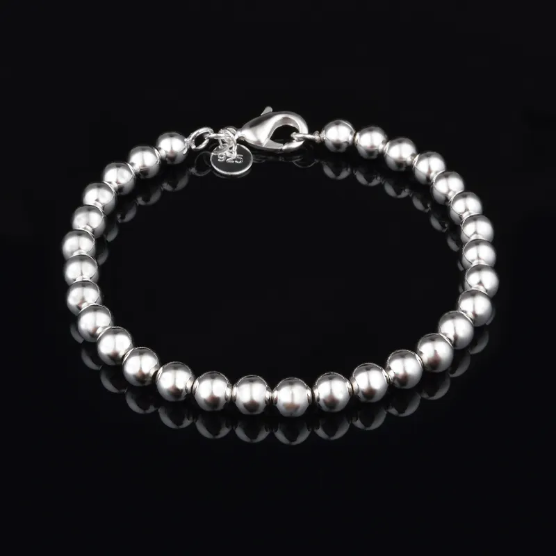 Livraison gratuite avec numéro de suivi Top vente 925 Bracelet en argent 6M perles creuses Bracelet bijoux en argent pas cher 1599