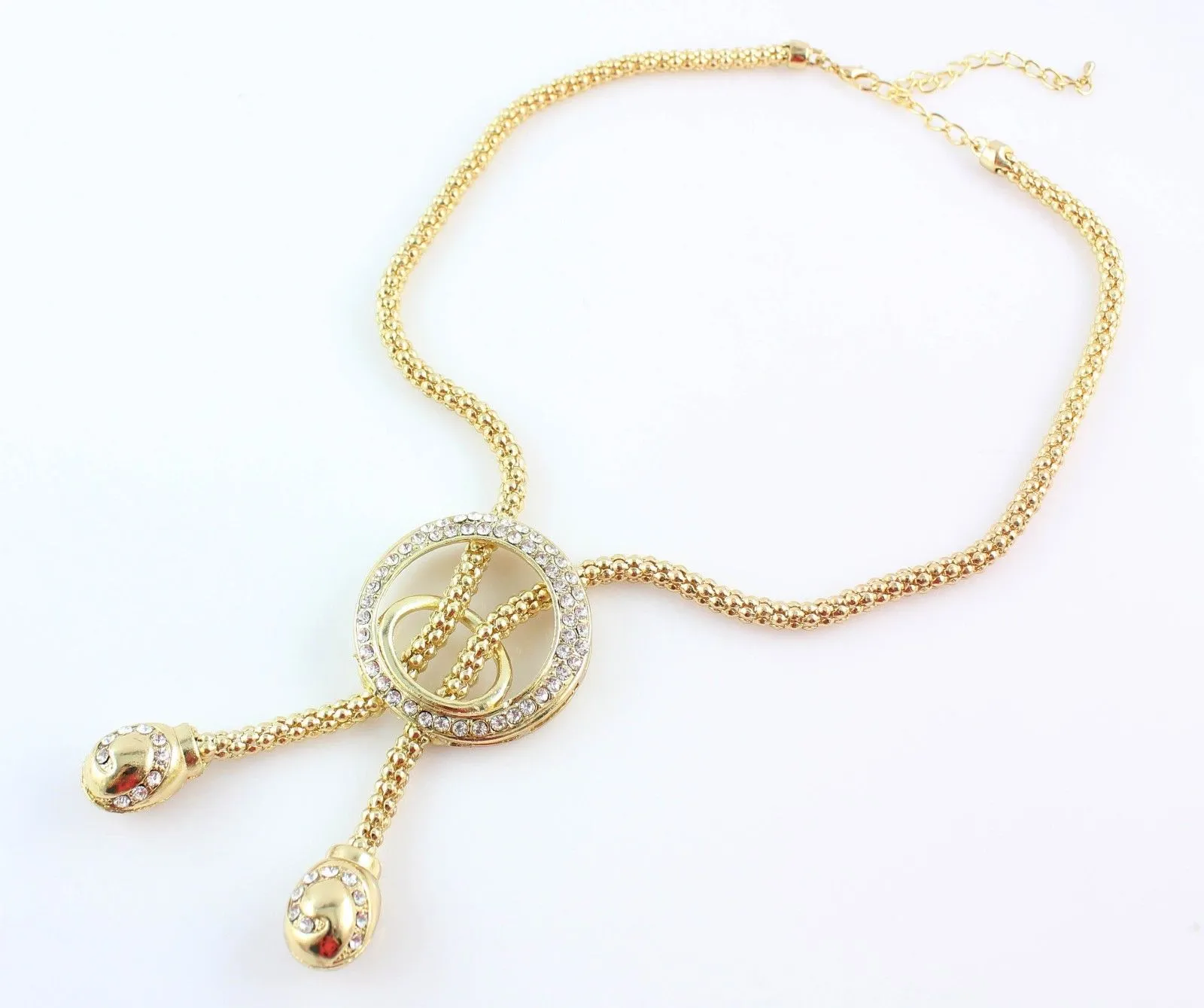 Moda banhado a ouro cadeia de cobra colar de cristal pulseira anel brincos conjuntos de jóias