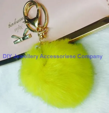 Livraison gratuite mixte 20 couleurs Mignon Véritable En Cuir Lapin boule de fourrure en peluche porte-clés pour voiture porte-clés Sac Pendentif voiture porte-clés