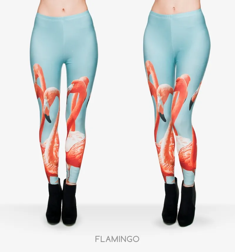 DHL 무료! 10pcs / lot 레깅스 여자 사랑 플라밍고 3D 인쇄 아늑한 다리가 여자 높은 허리 캐주얼 레깅스