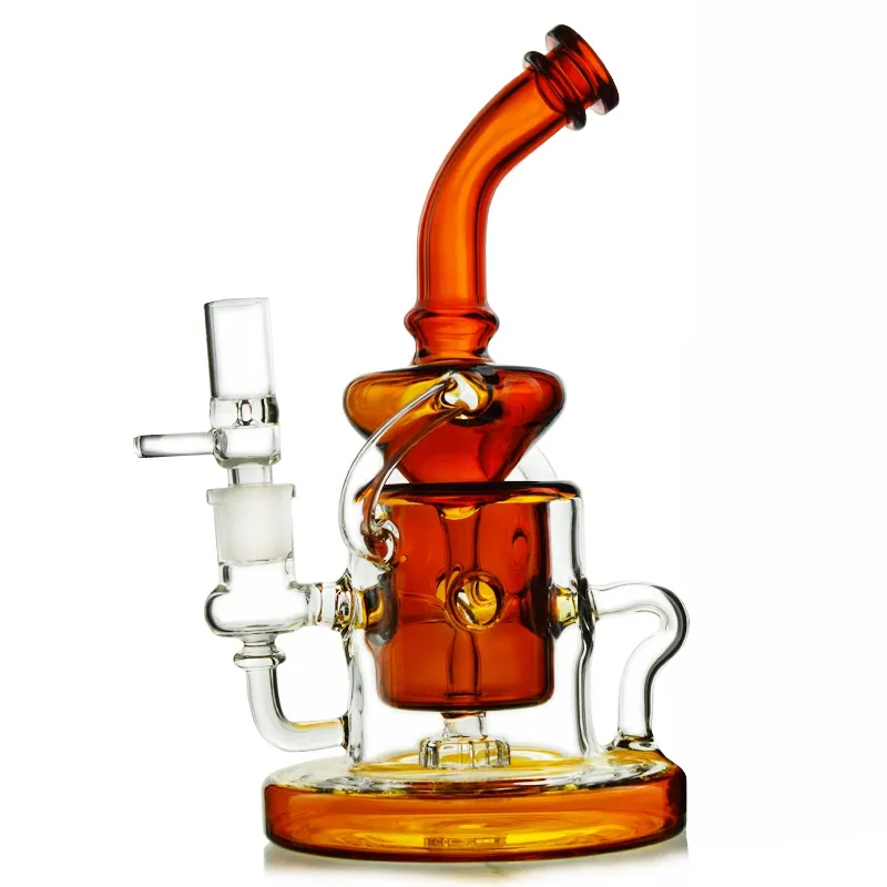 Tornado Recycler Hookahs Dab Oil Rig Klein Recyler Glas Bong Showehead Perc Bongs Heavy Base 14.5mm Kvinna Joint Water Pipes WP308