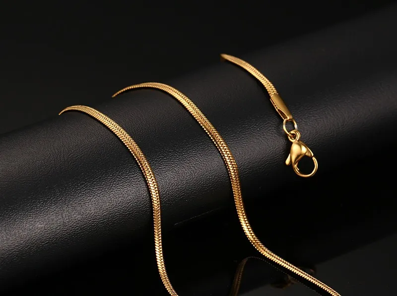 Custom 18K Gold Filled Necklace For Women Men Stainless Steel Snake Chain 2024inch Wholesale DIY Jewelry (8)
