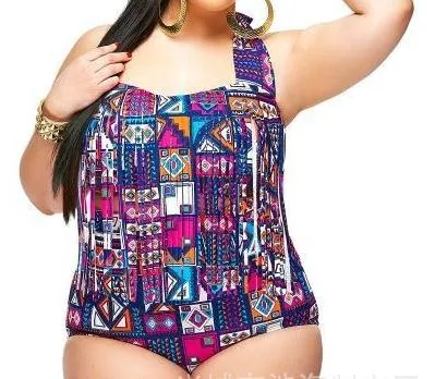 Aztec Tiger Snake Plus Size High Waist tryckt Bikini Chubby Dam Sexig Fringe Tofs Baddräkt Push Up Vadderad BH+trosor Badkläder Baddräkt