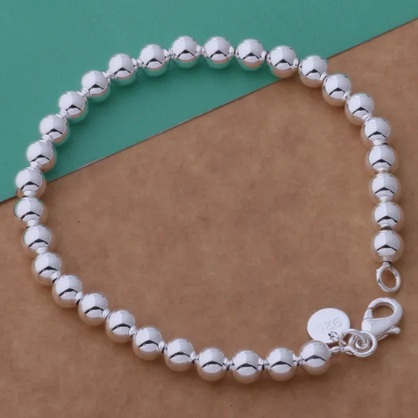 with tracking number Top Sale 925 Silver Bracelet 6M hollow beads Bracelet Silver Jewelry cheap 1599