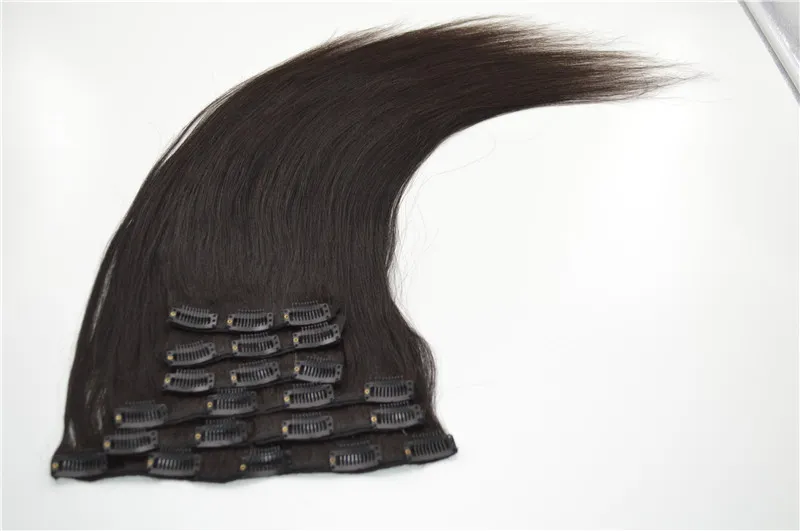 Nuovo stile 120g malese vergine umana remy yaki clip di trama dei capelli staight nelle estensioni colore naturale 7 pezzi G-EASY Prodotti per capelli