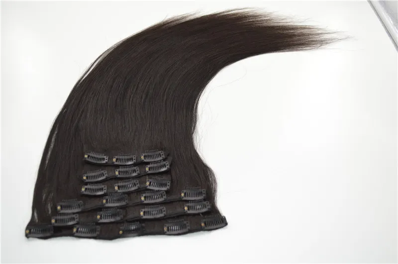 Malaysian Remy Hair Weft Clip In Extensions Natural Color, Lightweight