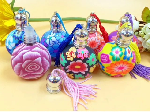 Flower sytle 5ml 8ml 10ML Roll on Ball Refillable Ceramic essence oil empty polymer clay Perfume bottle