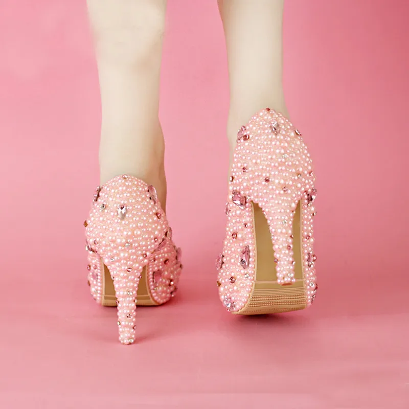 Meisje verjaardagsfeestje prinses schoenen roze parel strass huwelijksceremonie schoenen zoetheid afstudeerfeest prom schoenen