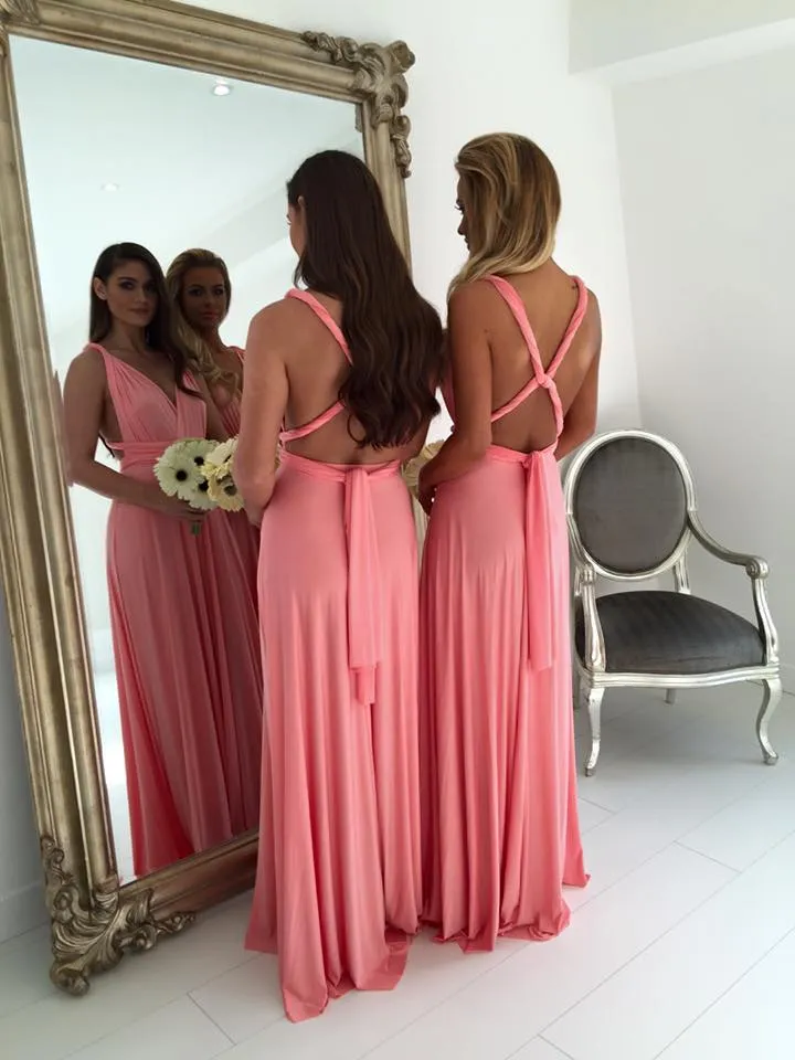 Designer de Profundo Rosa Decote Em V Ruched Longo Da Dama de Honra Vestidos de Noite Vestidos de Baile vestido madrinha 2016 vestido de festa longo Vestidos de festa