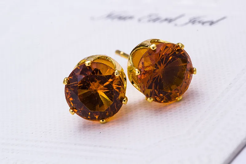 Örhängen grossist mode runda favoritdesign 18 K guldpläterade dubbade godiskristaller CZ diamant örhänge för kvinnor