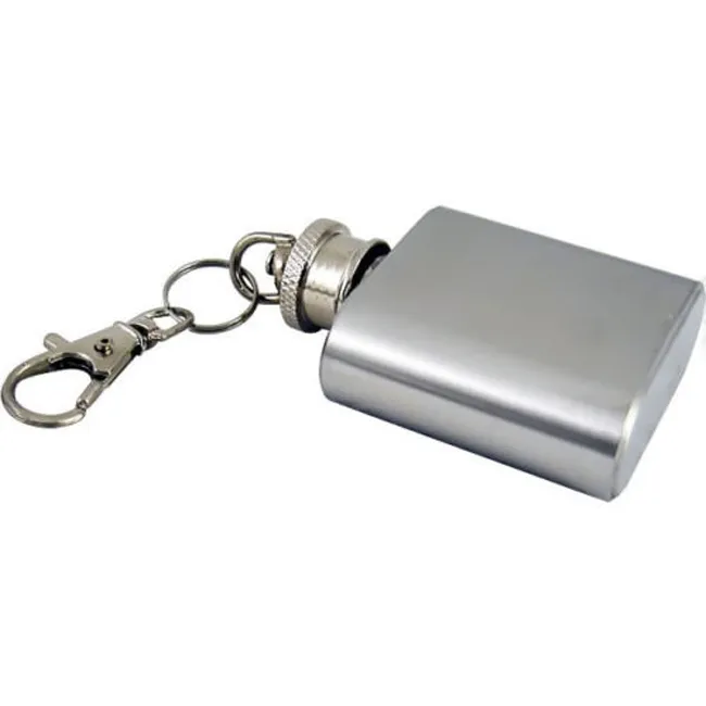 FREE Personalised Engraved 1oz Stainless Steel Hip Flask Keyring 