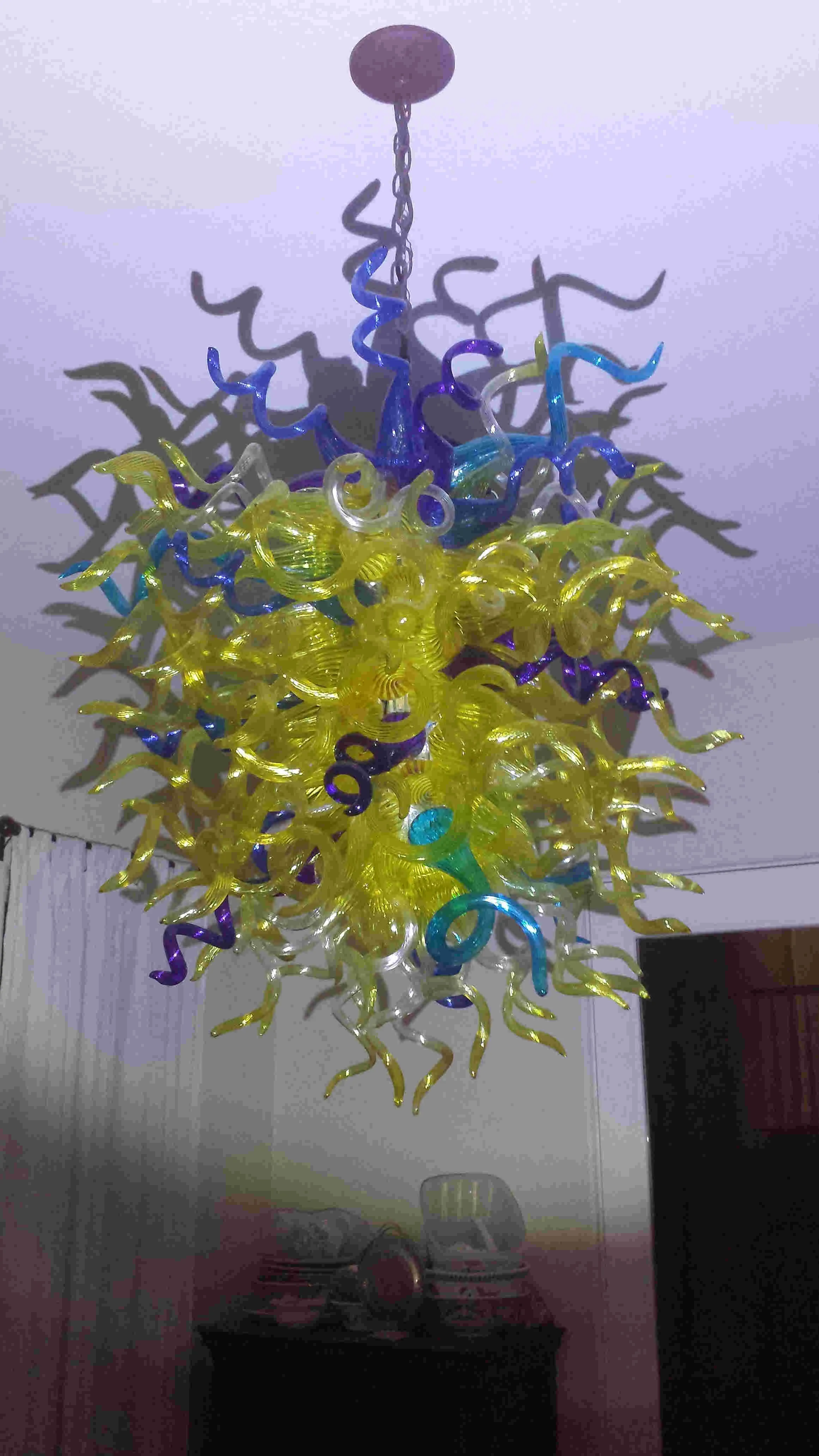 100% во рту взорванные подвесные лампы CE UL Borosilicate Murano Stress Glass Dale Chihuly Art Creative Hanging Led Lighting Hotel Hotel Living Room