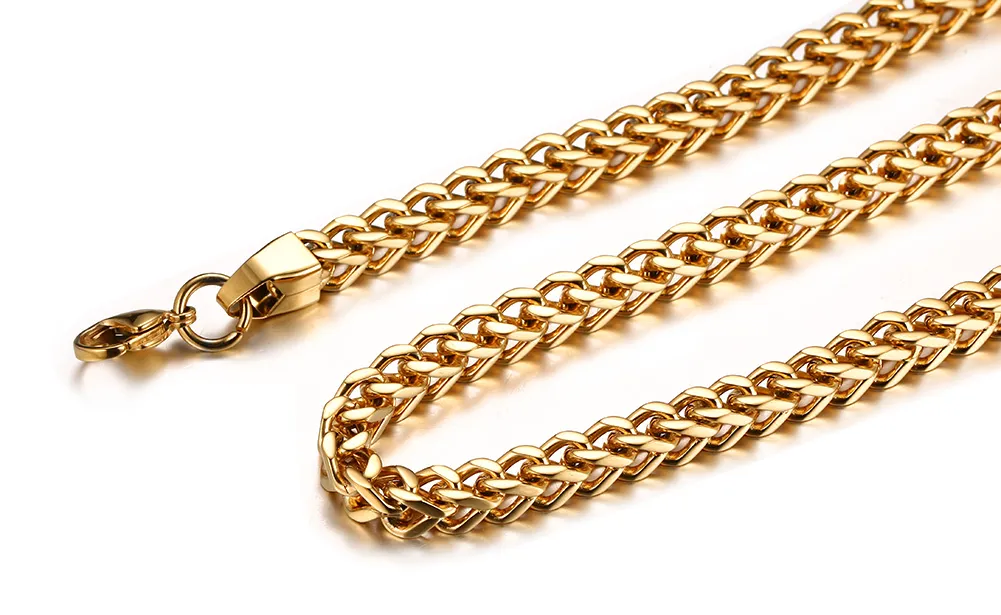 Fahsion ny design toppförsäljning aldrig blekna rostfritt stål 18k guld boxy länk kedja halsband högkvalitativa herrar smycken 6mm 24 ''
