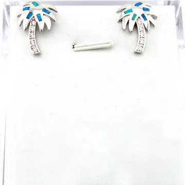 Blauer Opal Schmuck Set Mode Anhänger und Ohrringe Mexikanisches Feuer Opal Das neueste Design