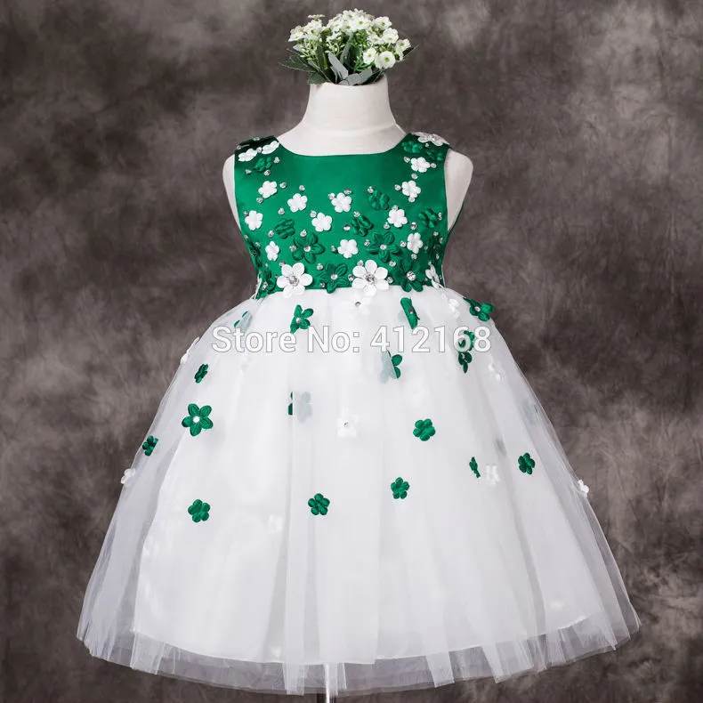 Hochwertige Blumenmädchenkleider, Prinzessinnen-Festzug-Kleider für Kinder, Tüll, bodenlang, Kommunion, Hochzeit, Partykleid