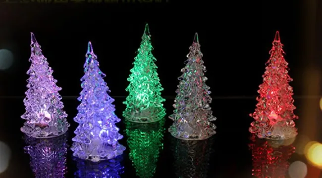 Christmas Ornament Christmas Tree Ice Crystal Colorful Changing LED Desk Decor/Table Lamp Light Happy New Year