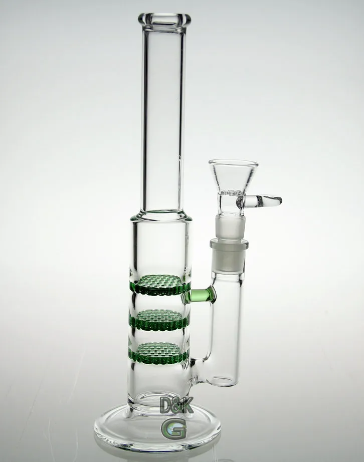 New Glass Bong drei Scheiben Wabenblau grüne Farbe 9 