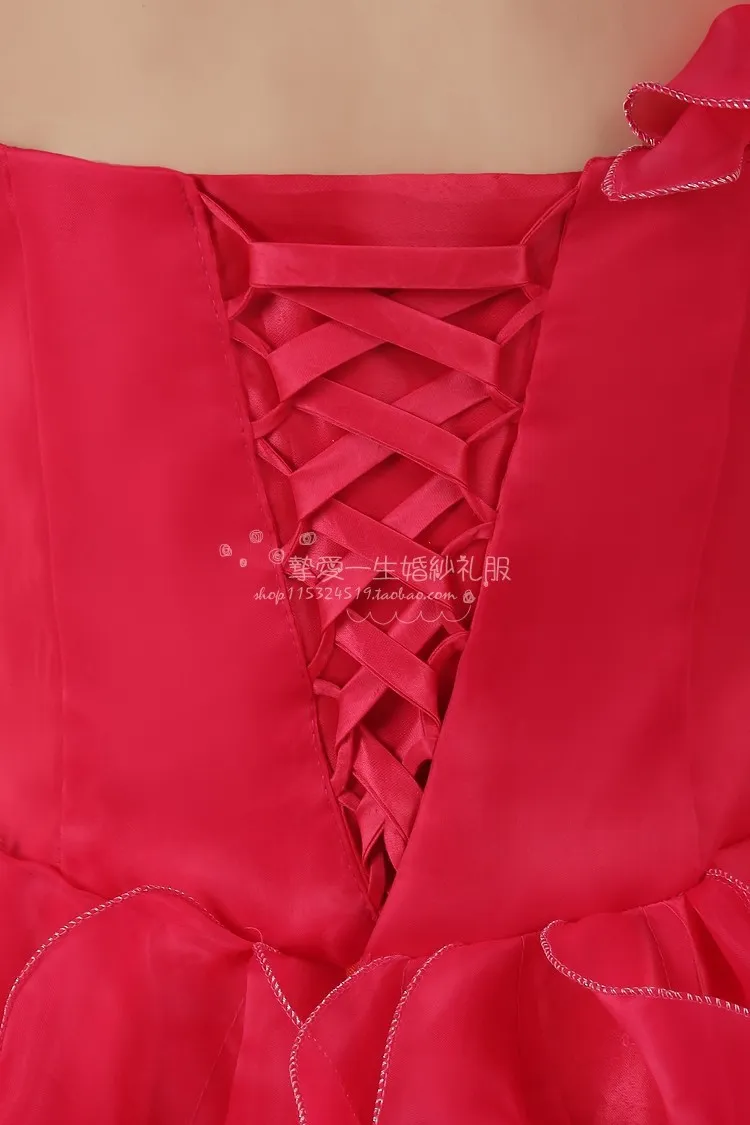 2015 NIEUWE ROOD PINK QUINceanera Dresses Ball Jurk met organza Appliques kralen kristallen veter -jurk voor 15 jaar Quinceanera -jurken QS114 234N