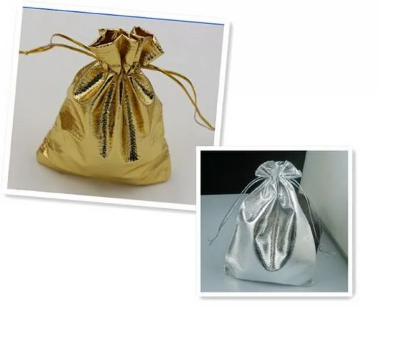 100pcs Fashion Gold Or Silver Foil Gauze Satin Jewelry Bag Christmas Gift Pouches 9x12cm etc.