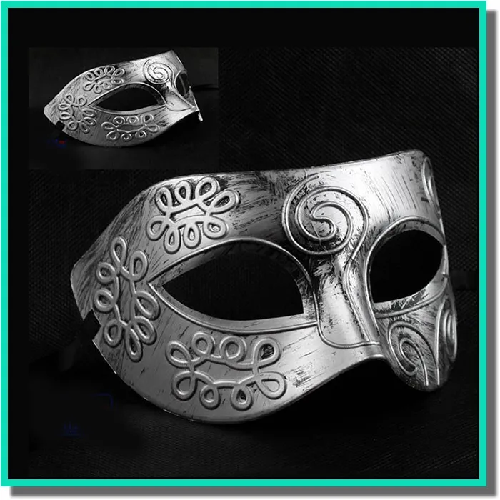 Mäns Ancient Greek och Roman Warriors Masquerade Mask Guld och Silver Färg Valfritt