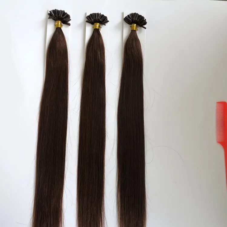 최고 품질 100g 100Strands Pre 본드 네일 U 팁 헤어 익스텐션 Human hair 18 20 22 24inch # 4 / Dark Brown Brazilian Indian hair