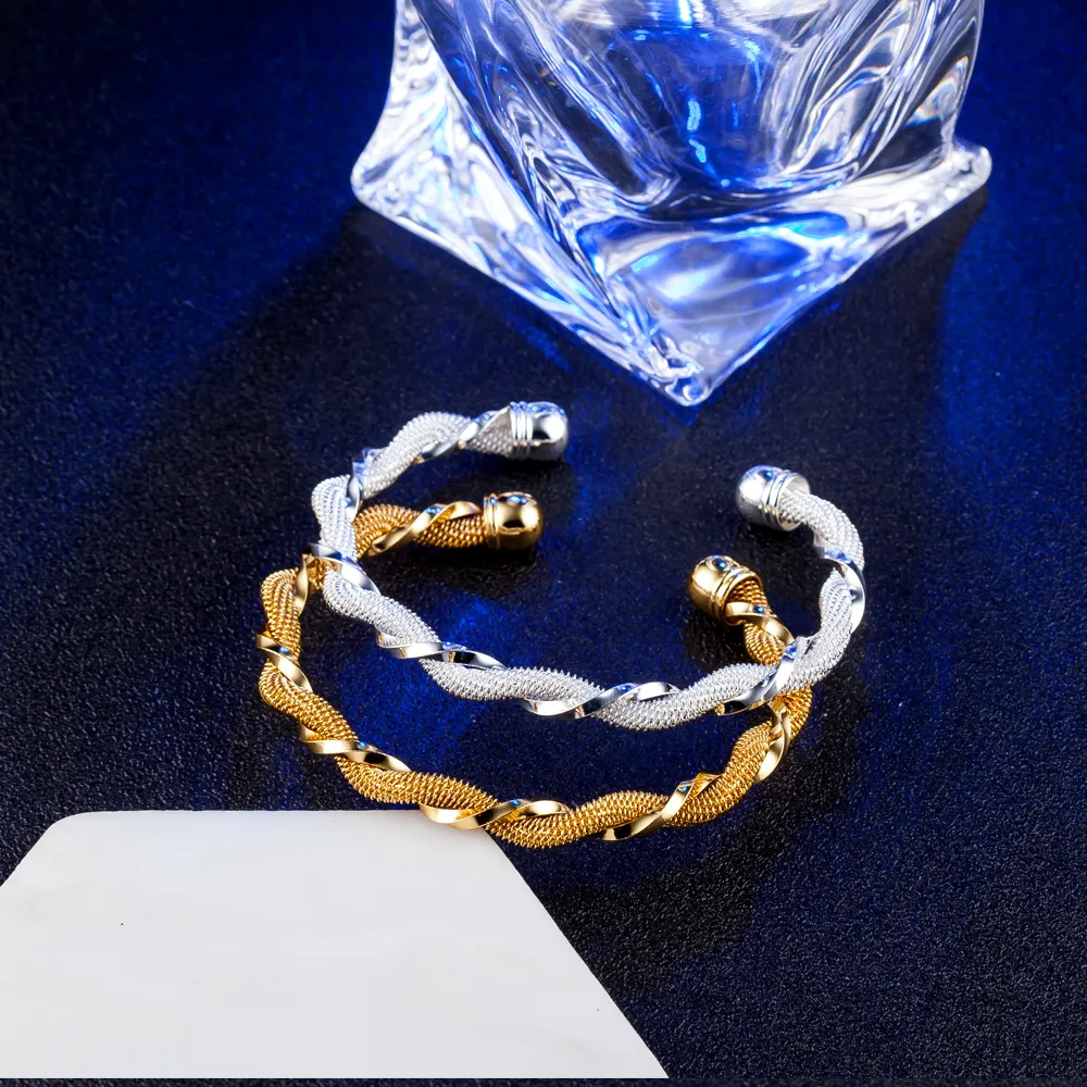 10pcs/lot hot gift factory price 925 silver charm bangle Twisted 18K gold bracelet fashion jewelry 1822