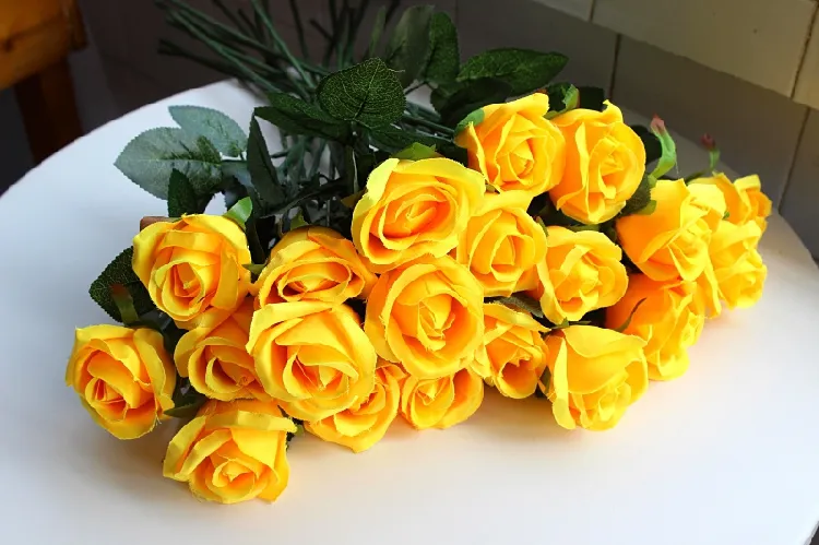 Artificial Rose Silk Craft Flowers Real Touch Flowers For Wedding Christmas Room Decoration Cheap Sale 2015 new style