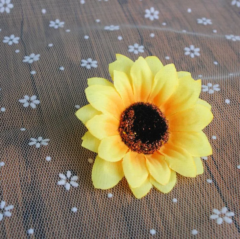 7cm têtes de fleurs de tournesol artificielles soie jaune couleur marguerite gerbera fleurs pour mariage fête de noël fleurs décoratives