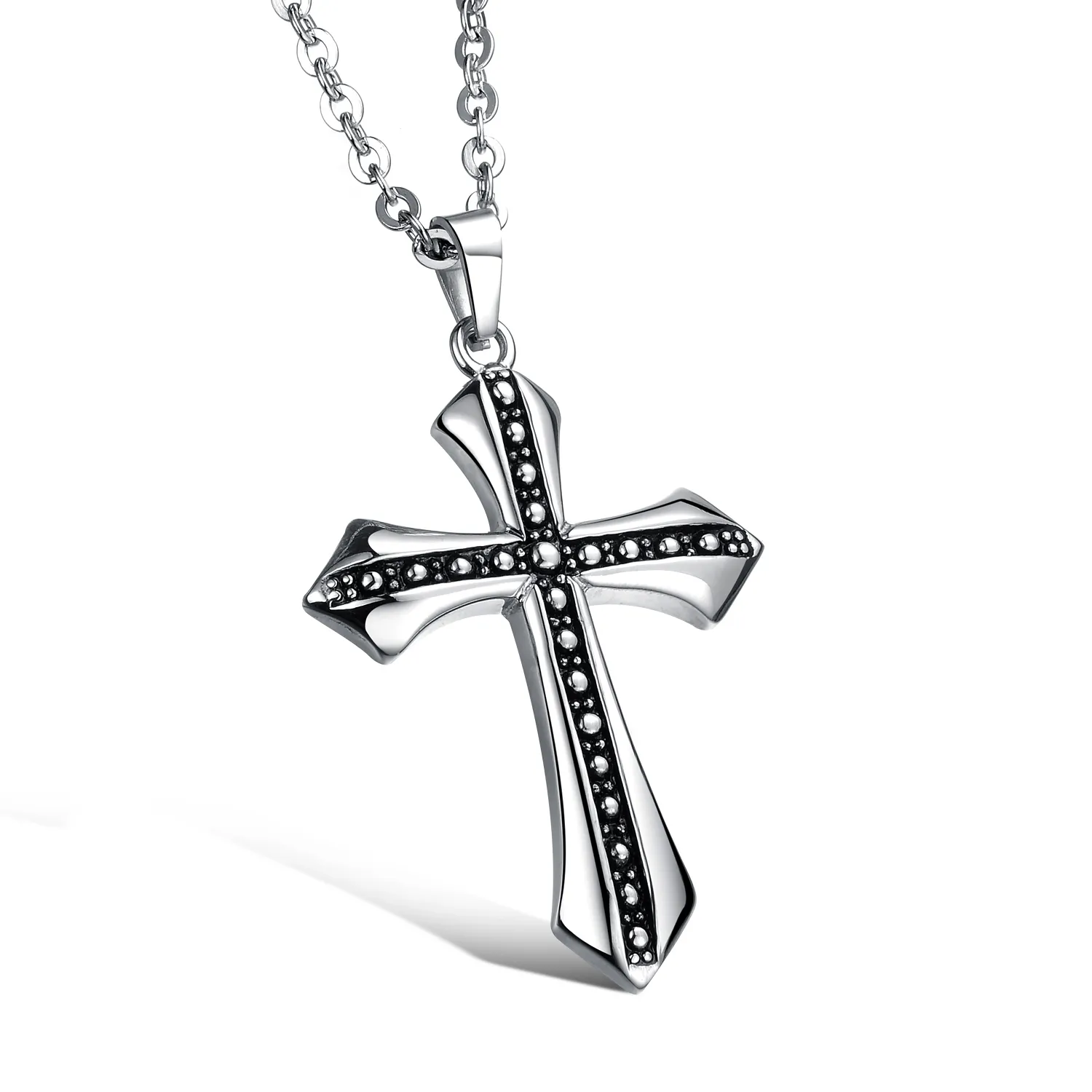 Pendentifs de colliers de croix de Jésus de cru classique d'acier inoxydable