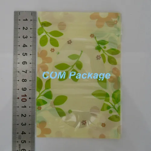 DHL 10*15cm Stand Up Green Leaf PE Plastic Doypack Pouch Zipper Window Bag Food Storage Packaging Packing Bag Polybag