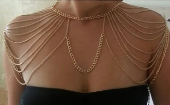 Bikini sexy body chain 18k gouden ketting kwasten sieraden schouderketen bruiloft bruids sieraden set accessoires TS000149