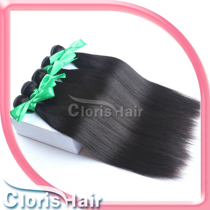 Populär 2 buntar Raw Virgin Indian Silky Straight Hair Weave Bundes Obehandlade Human Hair Extensions Deals Naturliga Hårväft kan färgas