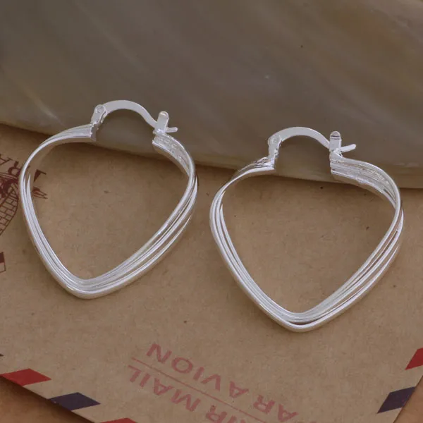 Moda (takı üreticisi) 40 adet çok 3 bükülmüş kalp küpeleri 925 STERLING Gümüş Mücevher Fabrikası Fiyat Moda Parlatıcı Küpe