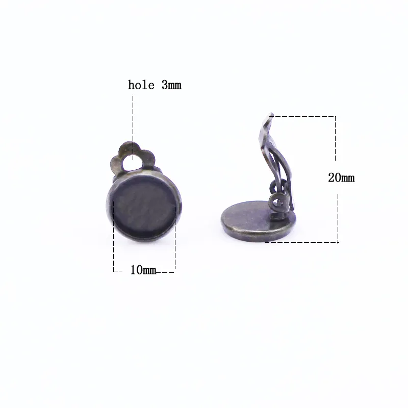 Beadsnice mässing Clip-on örhänge Komponenter basdiameter 10mm klipp örhängen för smycken gör bly-säkra nickelfri ID9707