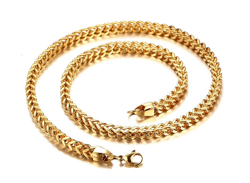 Fahsion ny design toppförsäljning aldrig blekna rostfritt stål 18k guld boxy länk kedja halsband högkvalitativa herrar smycken 6mm 24 ''