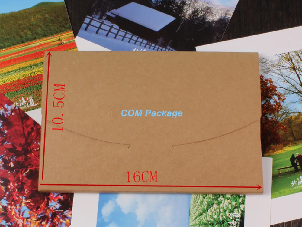10.5x16 + 0,5 cm kraftpapper kuvert inbjudningskort brevpapper förpackning väska vykort foto box gåva hälsningskort lock
