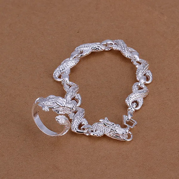 High Grade 925 Sterling Silver Little White Dragon Mens Jewelry