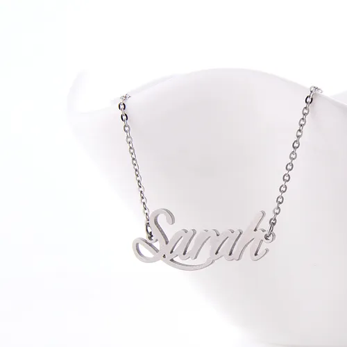 Personalisierte Namenskette für Damen, personalisierte Namensschild-Halskette Sarah, Edelstahl, Gold und Silber, individueller Schmuck 219 Karat