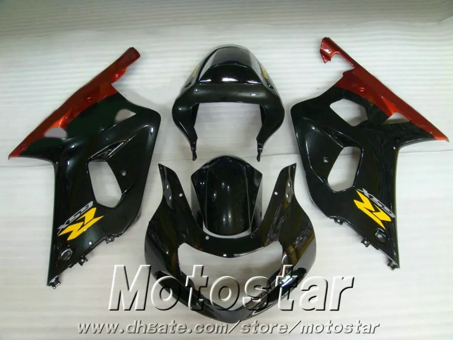 Gorąca sprzedaż Zestaw motocykli dla Suzuki GSXR600 GSXR750 2001 2002 2003 K1 WŁOKI 01-03 GSXR 600 750 Czerwony Czarny Zestaw Fairing SK26