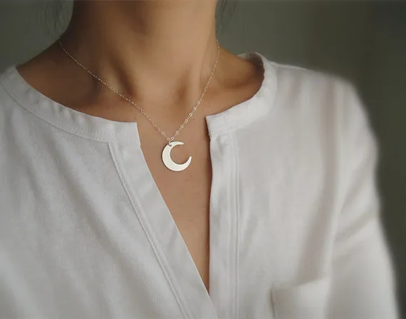 10 pièces or argent Simple croissant de lune collier mignon galaxie demi-lune colliers bijoux pour dames fille