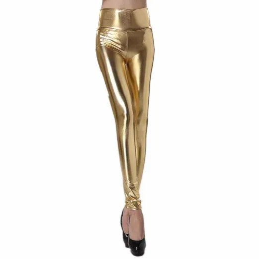 Vrouwen Mode Kunstleer Leggings Hoge Taille Metallic Wet Look Shinning Jeggings Vrouwelijke Night Out Clubwear Party Multicolor High Rise Pant