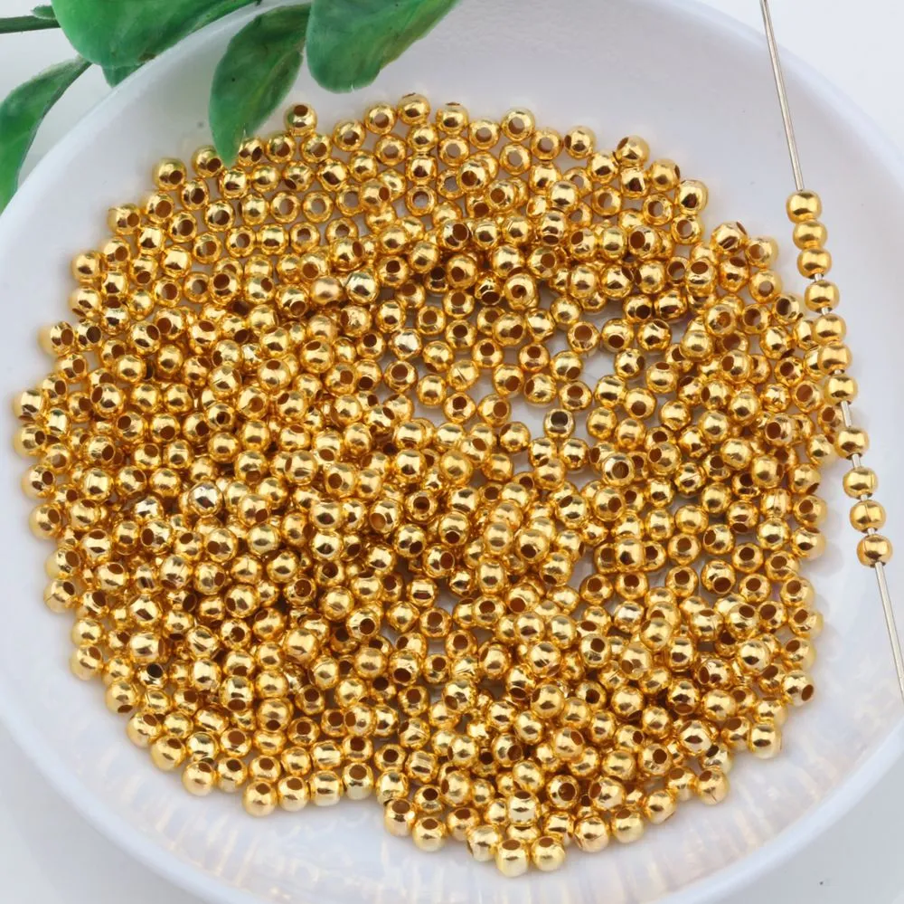 Gold Plated Round Spacer Nebulizer Beads 3mm Ideal For DIY Jewelry
