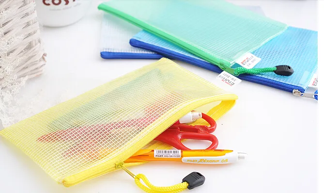 A4 waterproof grid data lovely stationery paper bag students receive bag transparent zipper envelope