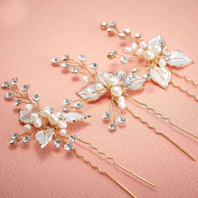 Bridal Hair Pins Set Of 3: Delicate Leaf Wedding Hair  display picture 1
