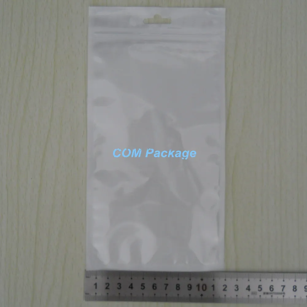 12x23cm 4.7"x9.1" White / Clear Self Seal Zipper Lock Bag Retail Packaging Plastic Zipper Seal Packing Pouch Poly Bag With Hang Hole