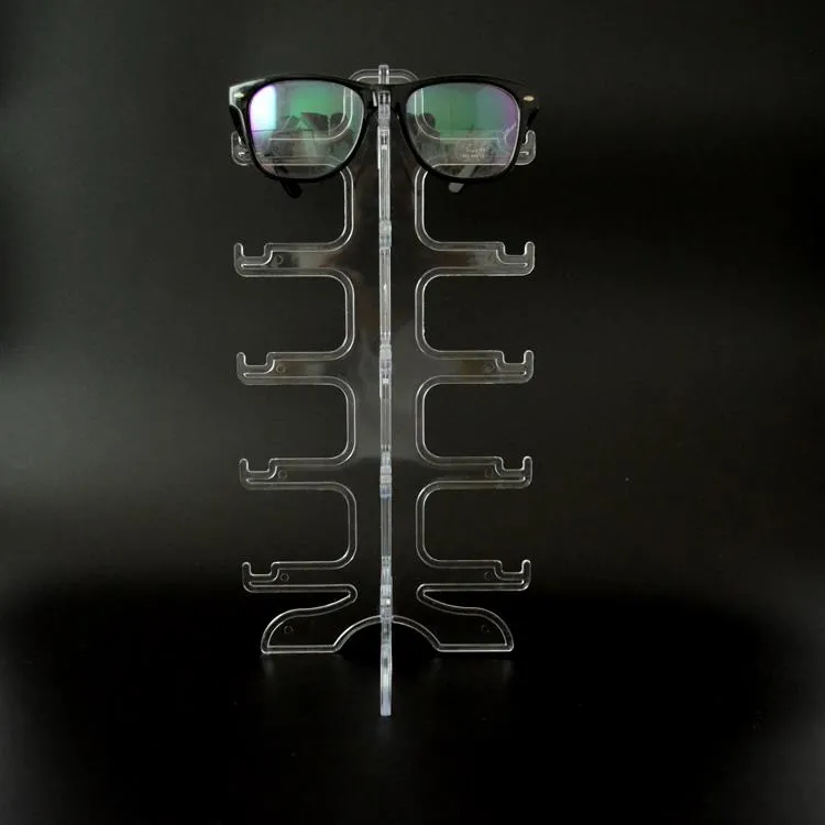 Portable Clear 5 Pairs Solglasögon Visar Rackhållare Ram Spectacles Display Stand Glasögon Eyeglass Display Fall Gratis frakt